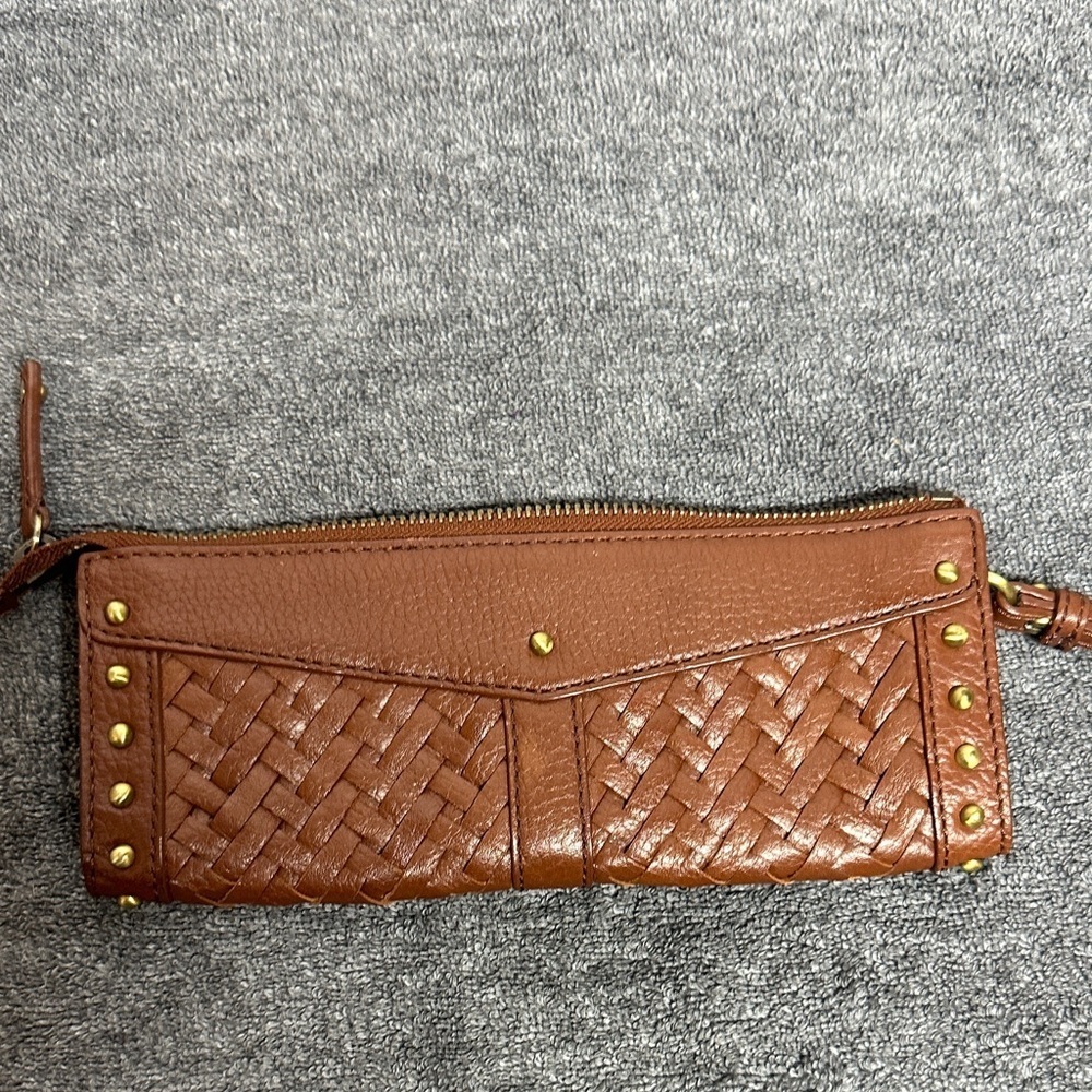 Cole Haan Tan Leather Wristlet with Gold Studs - Picture 7 of 11